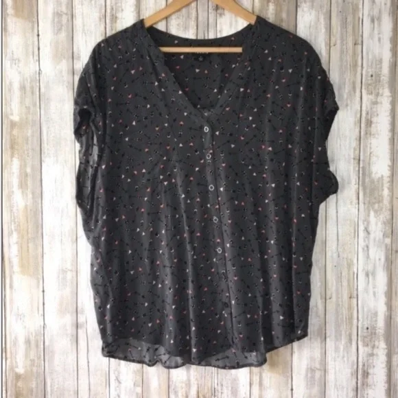 Torrid Grey Arrow Button Down Blouse - Picture 2 of 5